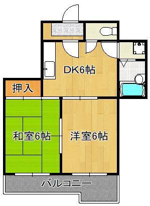 ヴィレッジ皆好園(2DK/8階)の間取り写真
