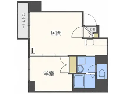 レジディア桑園(1LDK/2階)の間取り写真