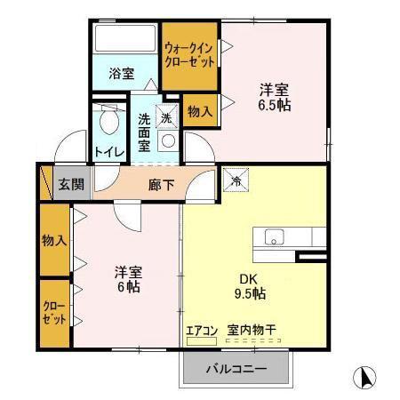マローネB(2DK/2階)の間取り写真