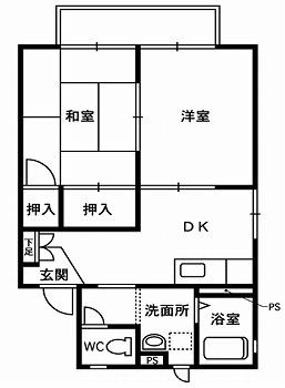 ピュアドリーム舞崎(2DK/2階)の間取り写真