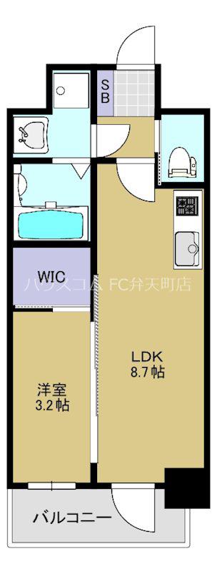 EC大阪・弁天町(1LDK/13階)の間取り写真