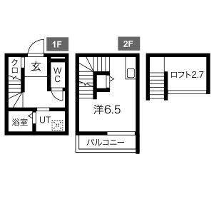 ラルク高畑(1SK/1階)の間取り写真