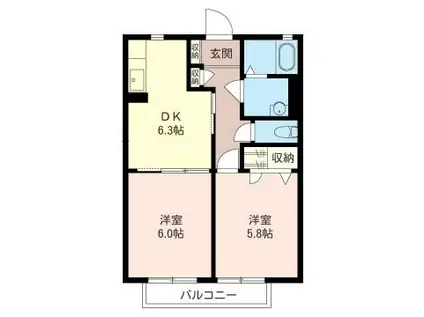 バリュージュ(2DK/1階)の間取り写真