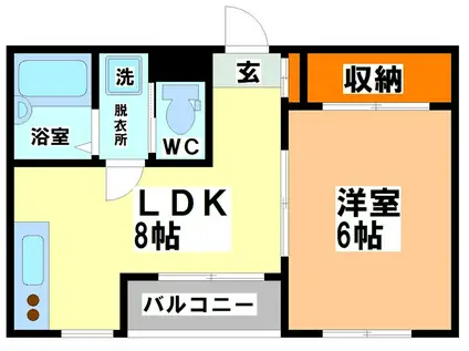 グラン・ビア(1LDK/2階)の間取り写真