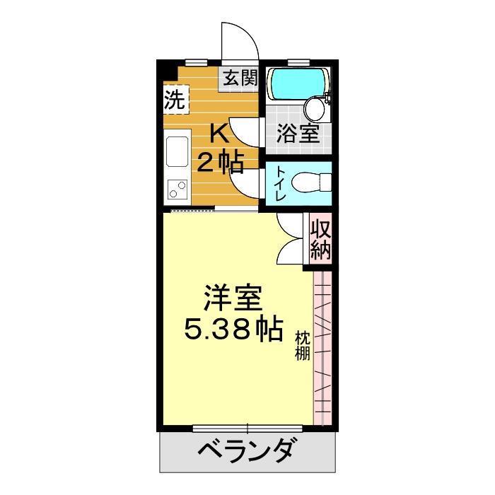 ヴィラ一の宮(1K/1階)の間取り写真