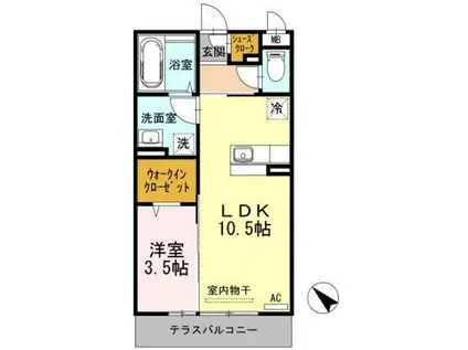 D-ROOM五福(1LDK/1階)の間取り写真