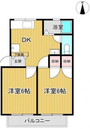 トゥインクル88(2DK/2階)の間取り写真