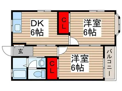 向原台コーポ 2号棟(2DK/1階)の間取り写真
