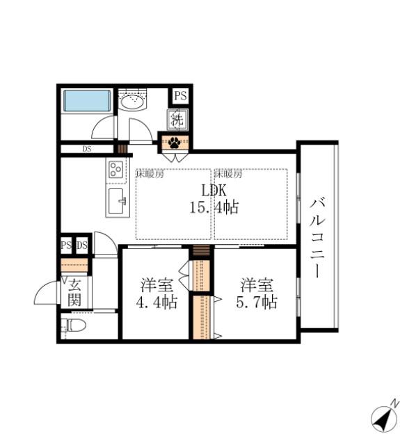 VICTOIRE 南流山(2LDK/6階)の間取り写真