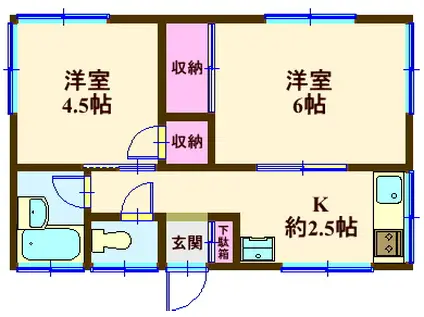 第2佐藤コーポ(2K/2階)の間取り写真