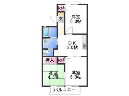 エル有本(3DK/1階)の間取り写真