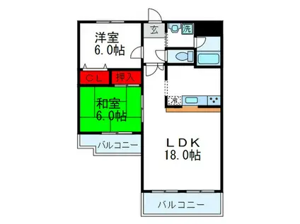 フロウスリーブ西村1番館(2LDK/3階)の間取り写真