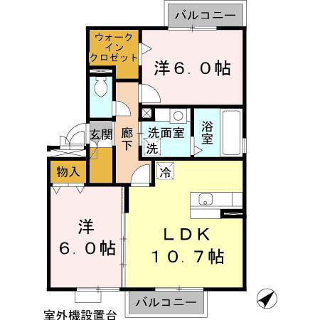 コーダ・コリーナ II(2LDK/3階)の間取り写真