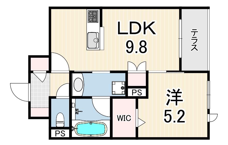 FOREST MONZENCHO イースト(1LDK/1階)の間取り写真