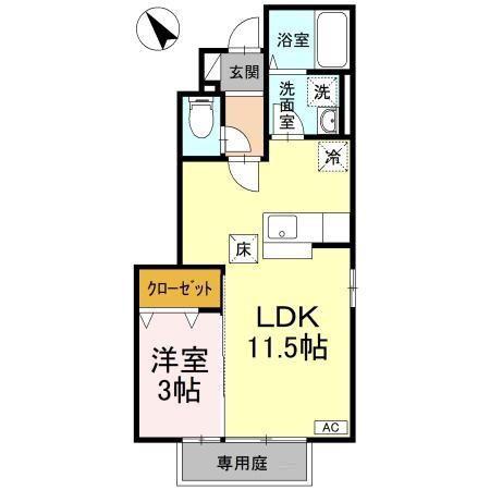 ハイムM・Y A棟(1LDK/1階)の間取り写真
