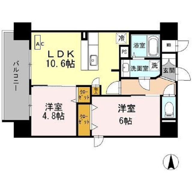 プライムコート(2LDK/8階)の間取り写真