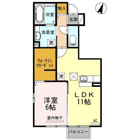 サニーハイム寺尾(1LDK/1階)の間取り写真