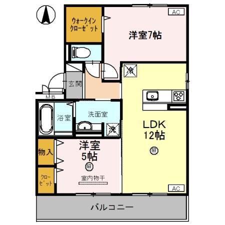 アルヴィスコート(2LDK/1階)の間取り写真