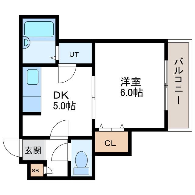 N216(1DK/4階)の間取り写真