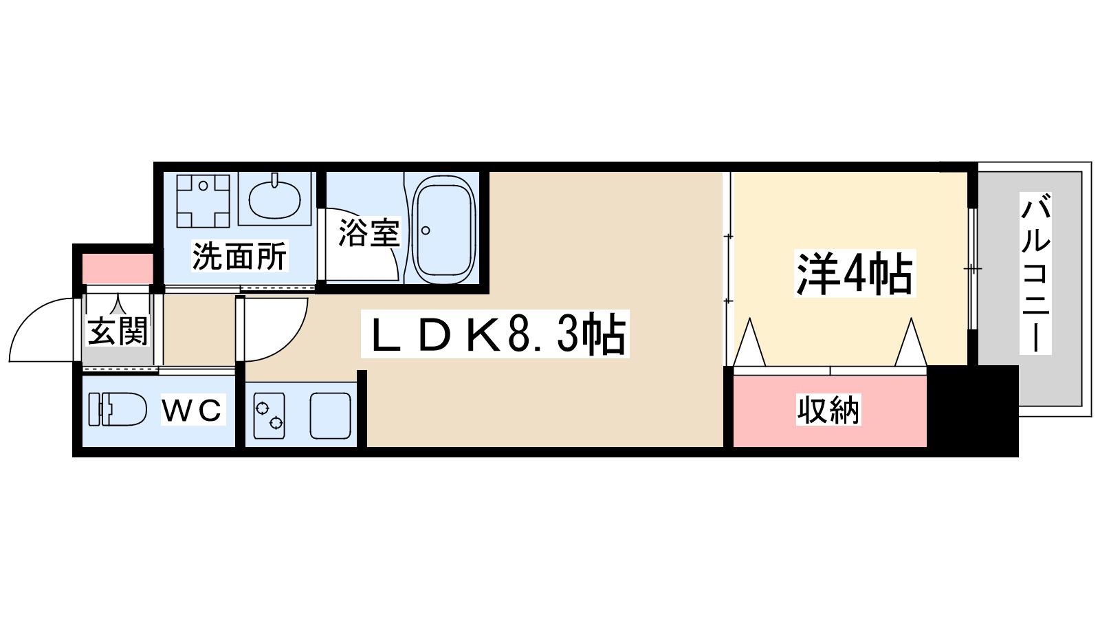 コンフォリア西天満(1LDK/8階)の間取り写真