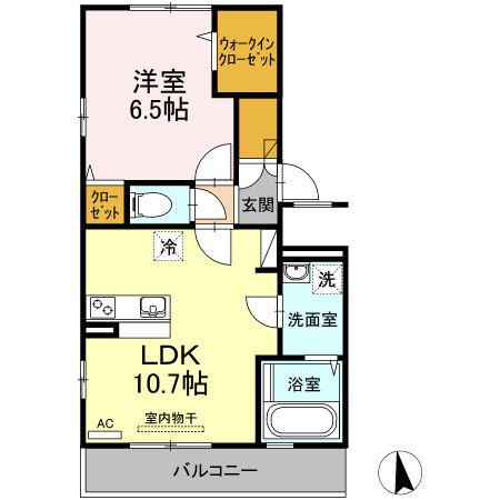 ジーニアス木太(1LDK/2階)の間取り写真