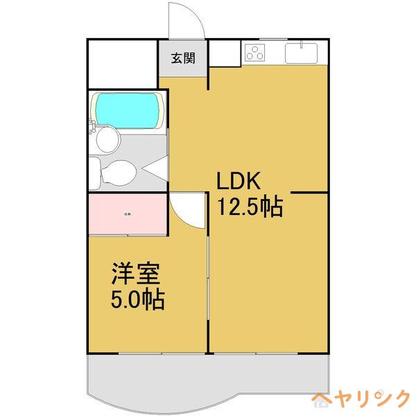 チサンマンション徳川町(1LDK/5階)の間取り写真