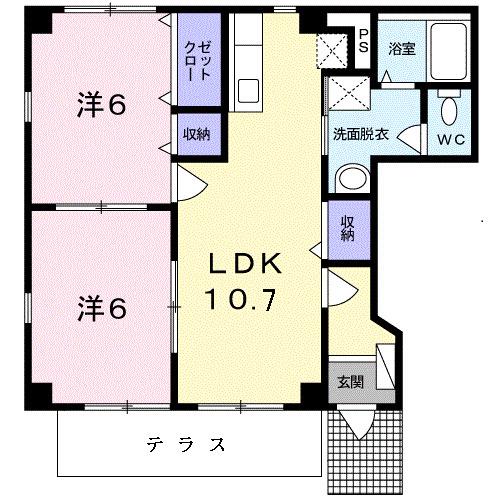 ピ-スコート(2LDK/1階)の間取り写真