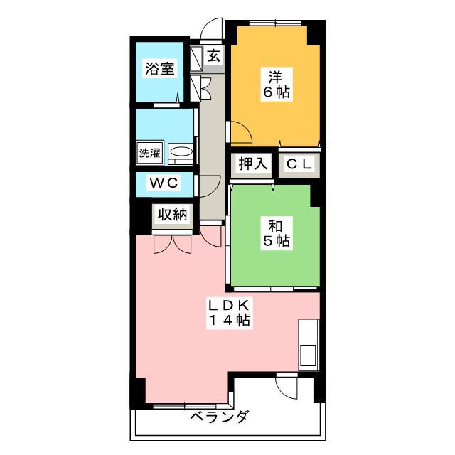C・Y・ウエスト205(2LDK/5階)の間取り写真
