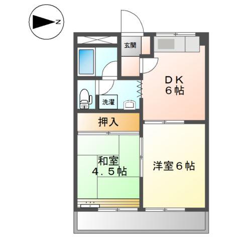 サンシャイン長岡壱番館(2DK/2階)の間取り写真
