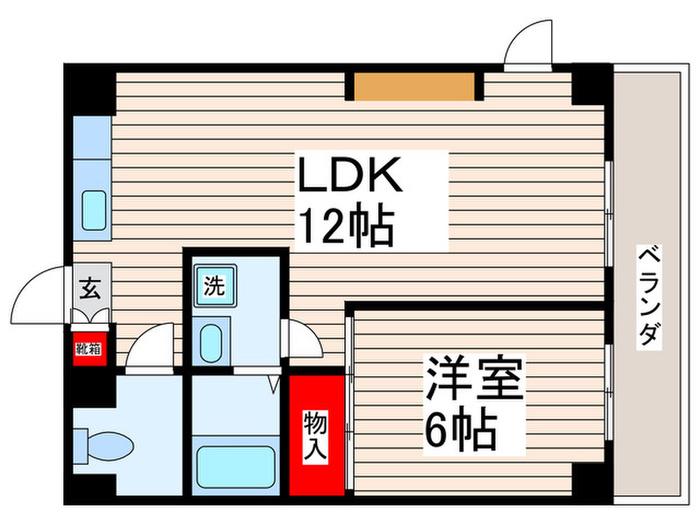 第五サンキビル(1LDK/4階)の間取り写真