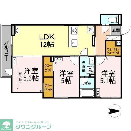 セレスティア西新井II(3LDK/2階)の間取り写真