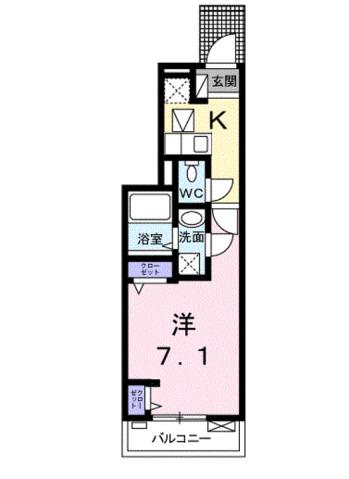 モンテカルロ I(1K/1階)の間取り写真