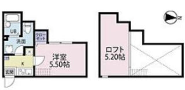 アザーレ・クオン読売ランド前(1K/2階)の間取り写真