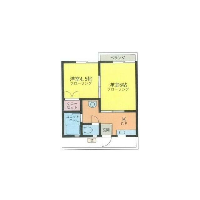 桜花荘(2K/2階)の間取り写真
