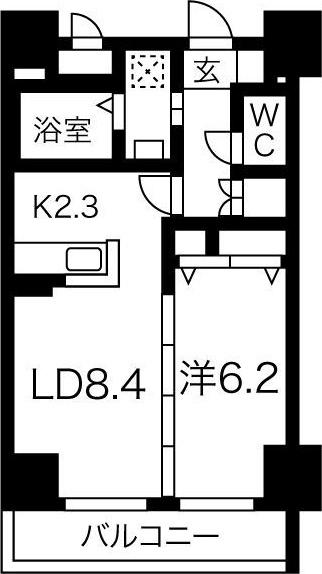 プランドールナカムラ(1LDK/1階)の間取り写真