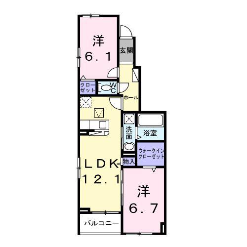 ヴェルプロムナード(2LDK/1階)の間取り写真