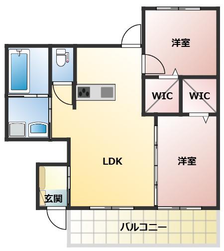 ミアカーサ・セリC(2LDK/1階)の間取り写真