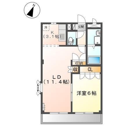 ロイヤルパーク(1LDK/2階)の間取り写真