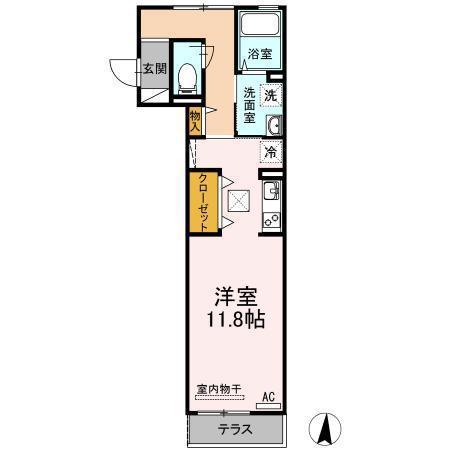 D-ROOM船町(ワンルーム/3階)の間取り写真
