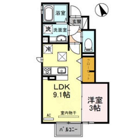 サンコート山水(1LDK/1階)の間取り写真