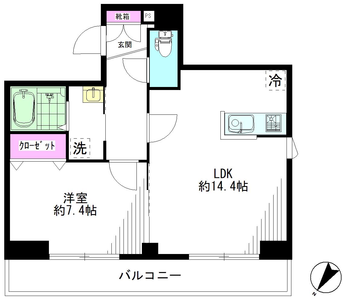 ソラグランデ押上(1LDK/2階)の間取り写真