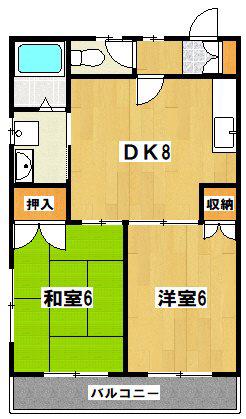 パークサイド(2DK/2階)の間取り写真