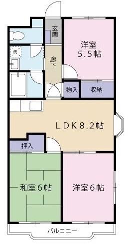 ヴィブレ若宮南(3LDK/1階)の間取り写真