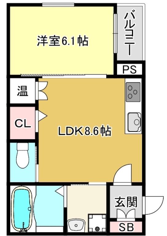トップヒル森河内(1LDK/3階)の間取り写真