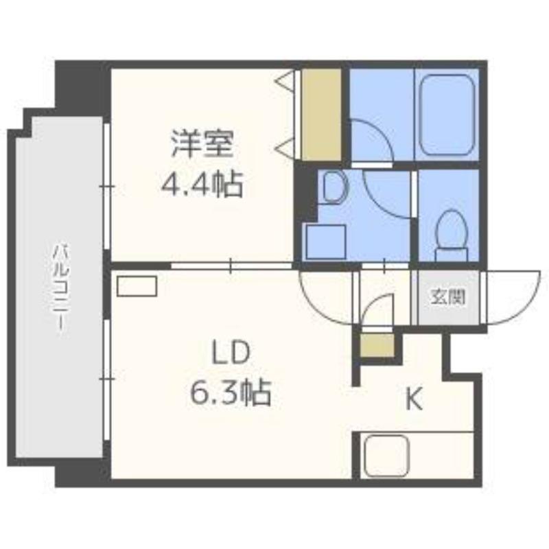 ノースポインツ北円山(1LDK/4階)の間取り写真
