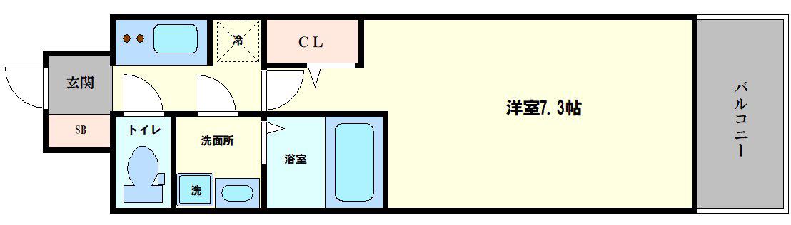 S-RESIDENCE大阪同心(1K/4階)の間取り写真