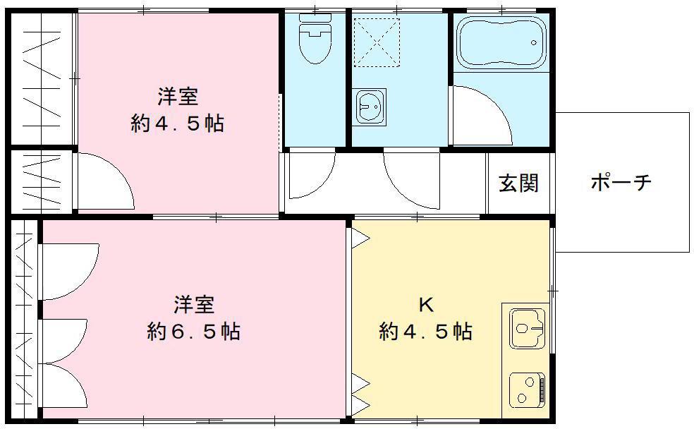 シーパレス玉田(2DK/1階)の間取り写真
