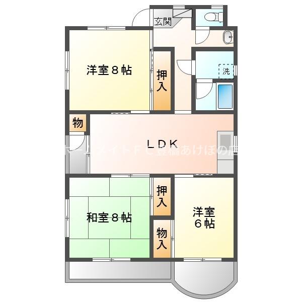 ヴィレッジ杉田B(3LDK/3階)の間取り写真