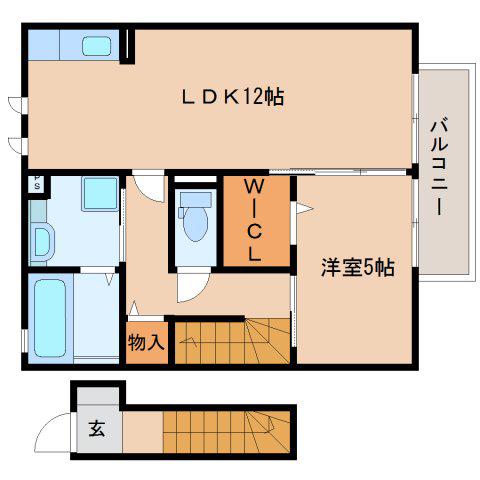 クロスFK(1LDK/2階)の間取り写真