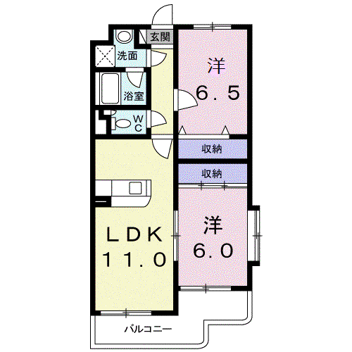 クレイドル(1LDK/3階)の間取り写真
